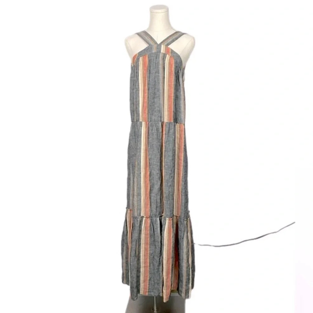 joie Rosabel Halter 100% Linen Tiered Maxi Dress Nordstrom size medium - Picture 2 of 16